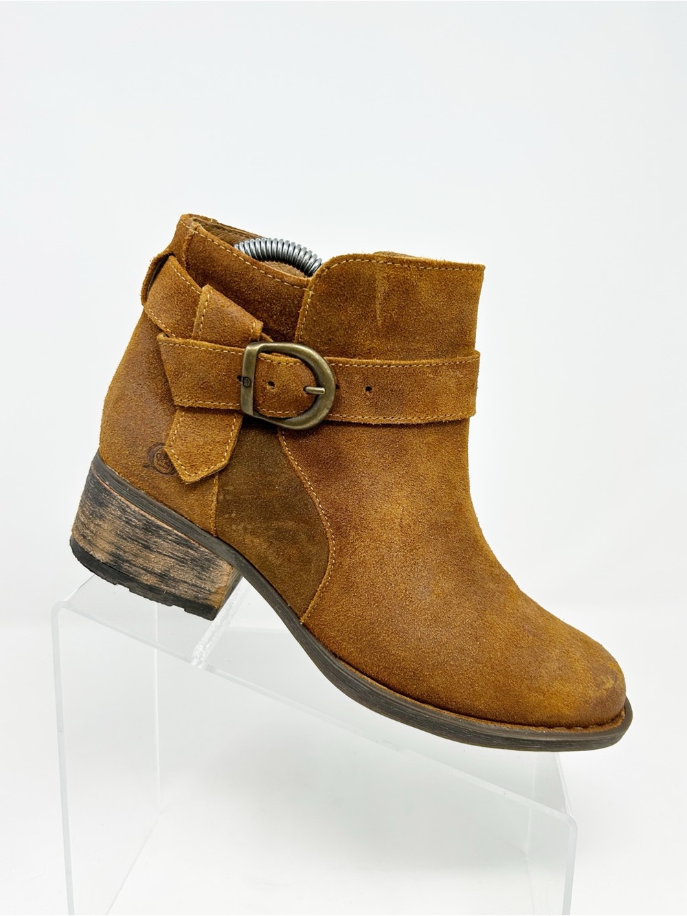 Børn Morocco Ankle Booties Brown Side Zip Buckle Strap Block Heel Size 7.5